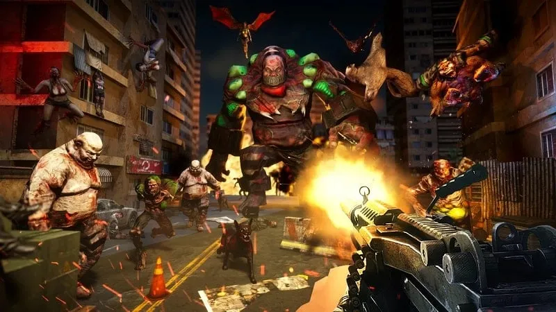 Alt text: Hình ảnh trong game ZOMBIE FIRE 3D cho thấy kho vũ khí đa dạng.