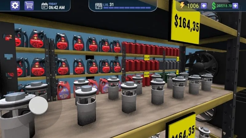 Giao diện trong game Car Mechanic Shop Simulator 3D