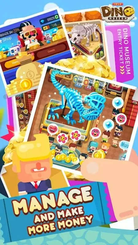 Hình ảnh các loại hóa thạch khủng long quý hiếm trong game Idle Dino Museum