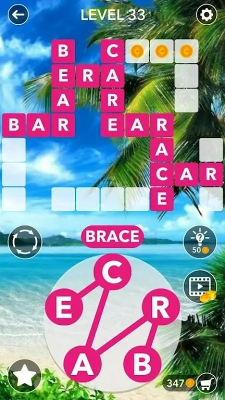 Hình ảnh minh họa tính năng gợi ý trong game Word Crossword Search