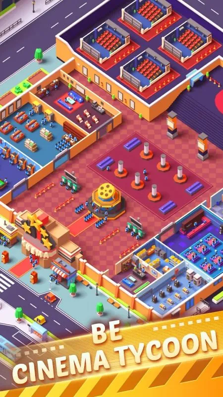 Mô tả ảnh: Giao diện mua hàng trong game Idle Cinema Tycoon với các tùy chọn nâng cấp rạp chiếu phim.